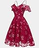 Womens Vintage Lace Floral Wedding Party Dress Short Aline Cocktail Swing Dress (XX-Large, hotpink) #2