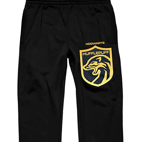 Harry Potter House of Hufflepuff Badger Crest Men's Black Graphic Sleep Pants2