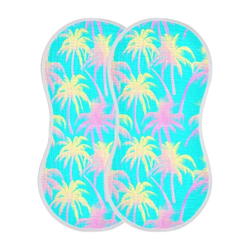 Tropical Coconut Palms Baby Burp Cloths Muslin Burp Cloth Absorbent Baby Wash Cloths Burping Cloths for Babies Burp Clothes Rags Towel for 22x11IN Baby Boy Girl Essentials,2 Pack