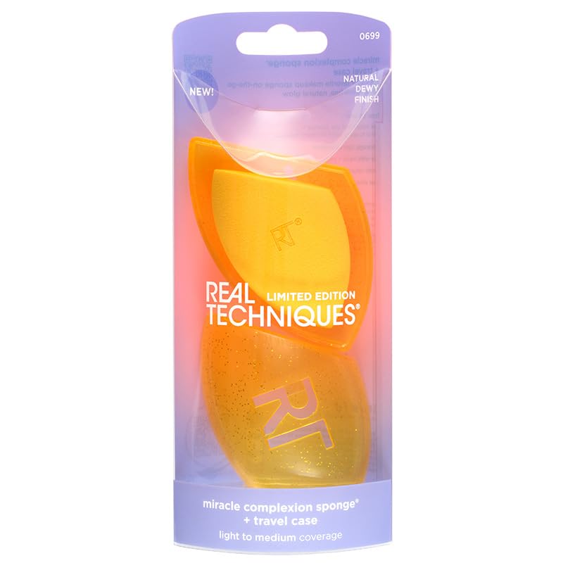 Real Techniques Miracle Complexion Sponge + Travel Case, 2 Count, Multi, 2 count (Pack of 1) - Image 2