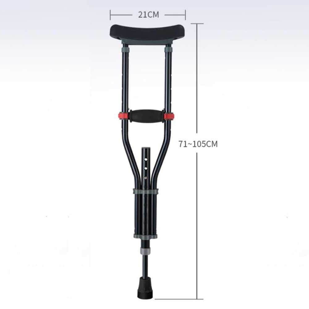 KADEUX Muletas Axilares para Niños, Muletas Ortopédicas Ajustable Ayuda De Movilidad, Muletas Ergonómico para Axilares, Bastón para Caminar, Aleación De Aluminio, Negro, 2pcs