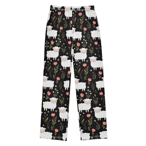 Pajama Pants Lounge Sleep PJ Bottoms Sleepwear Elastic Waist Drawstring S Sheeps