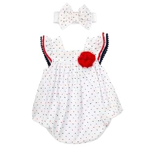 Baby Essentials Baby Girl Romper with Headband, 100% Cotton Infant Outfit for 3 to 9 Months, Spring Summer Baby Clothes