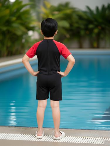 Image of KiddoPanti Boys & Girls Half Sleeve Mid Thigh Length Swim Suit