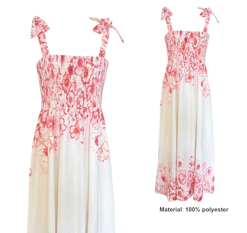 Image of kinstell Women's Summer Boho Spaghetti Strap Square Neck Ruffle Casual Flowy Long Dress Beach Swing Party Maxi Dress