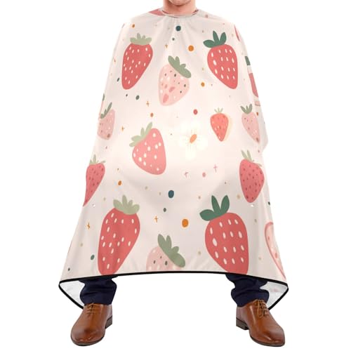 Kigai Strawberry Hair Cutting Cape for Men & Women Waterproof Barber Cape Professional Hairdressing Salon Styling Apron with Adjustable Closure Snap