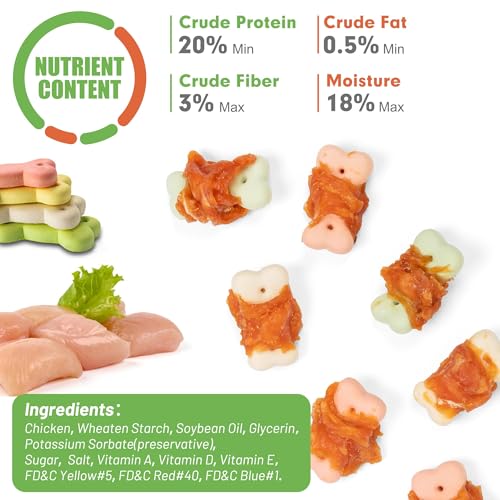 MON2SUN Dog Treats, Mini Chicken Wrapped Biscuits with Added Vitamins, Healthy Training Snacks for Small Medium and Large Dogs, 10.58oz