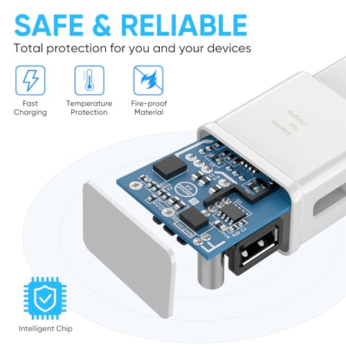 Image of Adaptive Fast Charging Block USB Wall Charger Adapter Fits Samsung Galaxy S25 /S24 /S23 /S22 /S22 Ultra /S21 /S20 /S10 /S9 /S8 /S7 /Edge /Note 10 Quick Charge (White, 2 Pack)