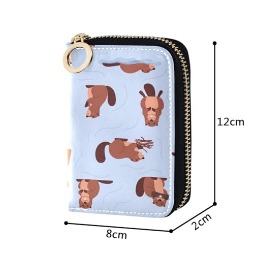 RFID Credit Card Holder Cute Beavers Leather With Zipper Card Case Wallet for Women Girls4