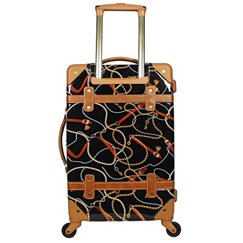 World Traveler Chariot Gatsby Vintage Hardside Train Case Spinner Luggage – New Airline Approved Size, Posh Black, 20-Inch Carry-on3