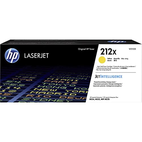 Original HP 212X Yellow High-yield Toner Cartridge | Works with HP Color LaserJet Enterprise M554, M555 Series, HP Color LaserJet Enterprise MFP M578 Series | W2122X