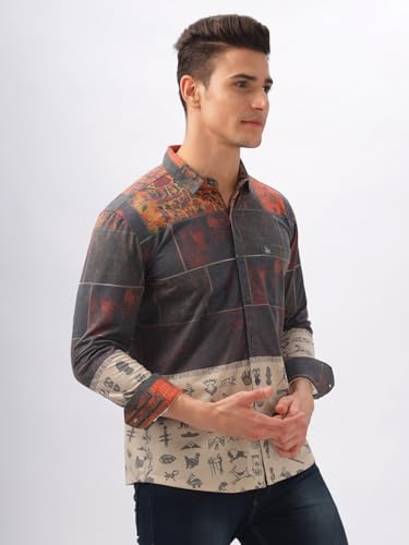 Image of BULLMER Trendy Regular Fit Striped Causal Full Sleeve Shirt for Men.