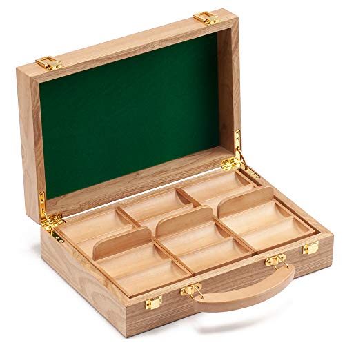 Gse Solid Wood Poker Chip Cases, Casino Grade Poker Chips Carrier With 3 Wooden Poker Chip Trays For Any Thickness Chips, Holds 300 Chips (Oak) #TOP1