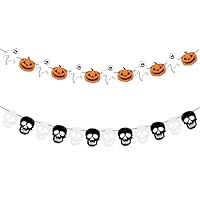 KEUKORZ 2Pcs 24 Patterns Halloween Hanging Ghost/Pumpkin/Skull Banner - Halloween Party Decoration Accessories Decor Outdoor Indoor Bunting
