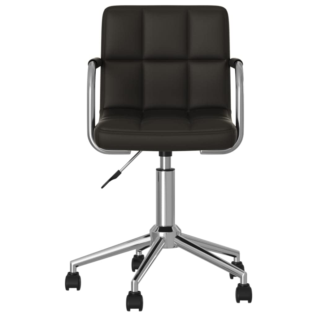Silla de oficina giratoria de piel sintética negra acolchada con estructura de acero cromado y muelle de gas para mayor comodidad y rotación de 360 grados, ergonómica