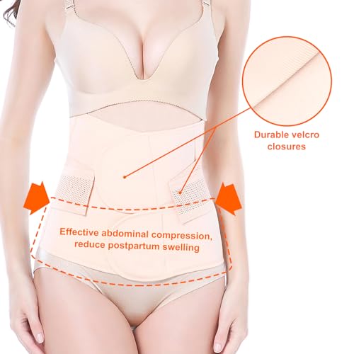 Image of Trendyline Postpartum Belly Band Support: 2 Adjustable Straps for Abdomen Compression | Helps Relieve Incision & Back Pain After C-Section during Getting Up, Coughing & Breastfeeding (Nude, Medium)