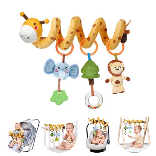 TUMAMA Girafe Spirale Landau Jouets pour Bébés,Enfant Siège Auto Jouets Lit d' Poussette Jouets Suspendus,Nouveau-né Peluche Hochet Jouet Cadeau pour...