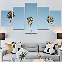SIGNWIN 5 Panel Canvas Wall Art Palm Tree for Home Decorations Ready to Hang - 60