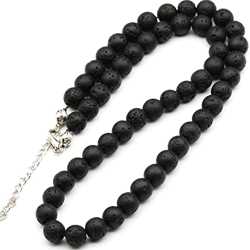 Natural Lava Stone Beaded Choker, Genuine Black Crystal Necklace, Fancy Gemstone Choker, 8mm Beads, Unique Fashion Jewelry, Healing Crystal Chakra Necklace, Durable Necklace, Cancer Zodiac Necklace