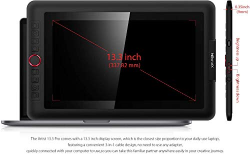 XP-PEN Artist 13.3 Pro 13.3 Inch Drawing Pen Display Graphics Monitor Full-Laminated Technology Drawing Monitor with Tilt Function and Red Dial (8192 Levels Pen Pressure, 120% sRGB)
