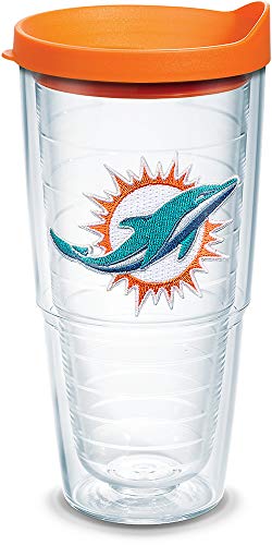 Image of Tervis Made in USA Double Walled NFL Miami Dolphins Insulated Tumbler Cup Keeps Drinks Cold & Hot, 24oz, Primary Logo