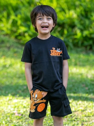 Image of Nap Chief Kids Cotton Official Tom & Jerry Co ord Set for Boys & Girls, T Shirt and Shorts for Casual Wear