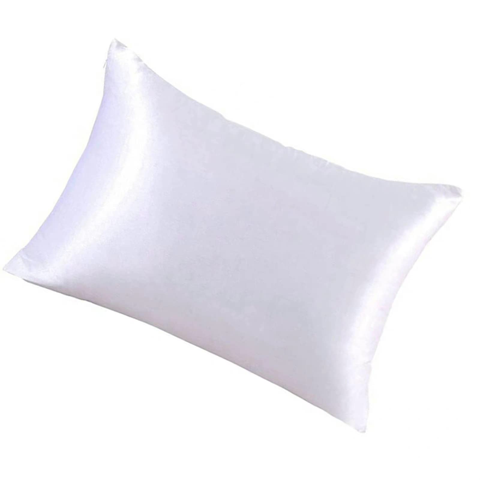 CHAMEEN Funda de almohada de seda de morera de lujo en ambos lados, suave, transpirable, evita arrugas en la cara, cremallera oculta, estándar, 50 x 75 cm, seda natural pura, blanco