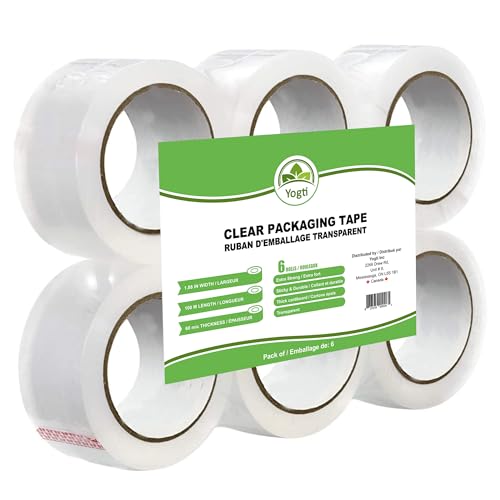 Yogti [Canadian Brand] Clear Packing Tape, Packaging Tape Heavy Duty 240 Gauge - 1.88" x 109 Yards - 6 Rolls, 60 Micron, 2.4 mil, 100M per roll - Excellent for Shipping, Moving, an image 6