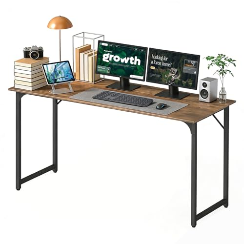 Image of BestOffice Computer Desk,Home Office Desk, Modern Simple Style for Home Office Study Writing (Brown, 55 Inch)