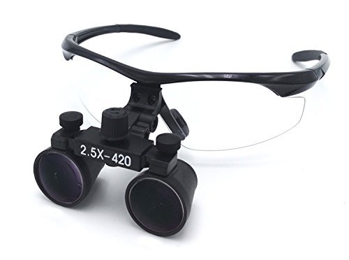 dentaire médical chirurgical Jumelles loupes 2,5 x 420 mm Verre optique Dy-101 avec cadre en plastique Antifog Noir