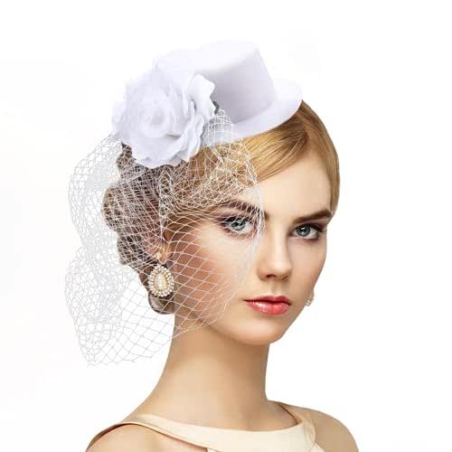 Zinniday Elegant Tea Party Fascinators White Derby Hats
