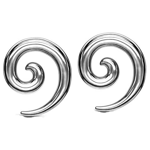 Zaya Body Jewelry Pair 316L Stainless Steel Ear Spirals Tapers Gauges 0g 2g 4g 6g 8g (0g 8mm) Cover