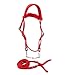 Pssopp Brida de Caballo con rienda Rojo Ajustable Arnés de Brida de Caballo Cabezas de Caballo Broca extraíble con cojín Grueso y Suave