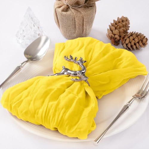 Image of MLMC 24 Pack Yellow Cheesecloth Napkins Washable Cloth Napkins 21 inchx21 inch Boho Reusable Dinner Napkins in Bulk for Back to School Bridal Baby Shower Events Table Decor
