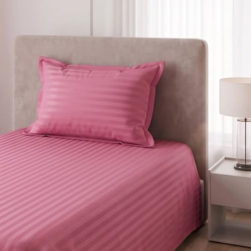 Image of Living Roots Glace Cotton 180 TC Single Bedsheet Set with 2 Single Bedsheets & 2 Pillow Covers |60 x 90 Inches |Soft, Breathable & Durable |Fits Mattress up to 4 Inches |No Colour Bleeding (Pink)