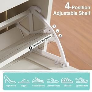 Shoe Storage CabinetFarmhouse Shoe Organizer with 4 Flip Drawers Barn Door DesignFreestanding Hidden Slim Narrow Shoe Rack with Open Shelves for EntrywayFoyerHallwayAntique White
