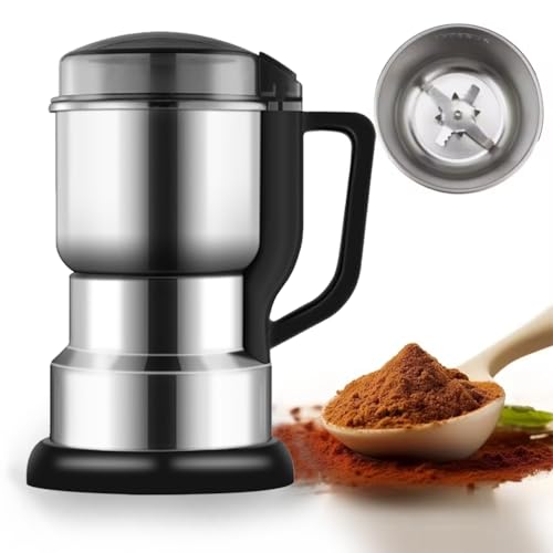 XoTiq Stainless Steel Grain Mill Electric, 400g Multifunction Smash Machine, Pulverizer Food Grade - Commercial Motor Grinding Stone Mill for Grinding Grains, Roots, Flour