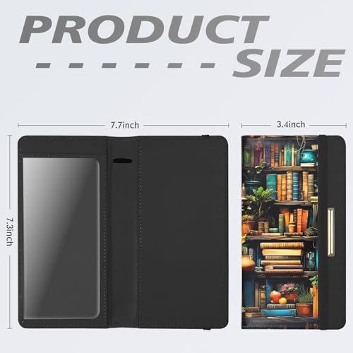 Image of Printed Checkbook Cover, RFID Blocking Checkbook, Stylish, Lightweight, Slim Durable, Multi-Functional Checkbook Holder for Personal and Business Checks (Bookshelf)