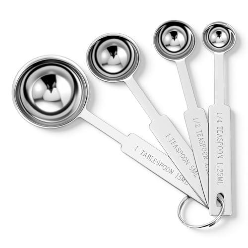 4PCS Measuring Spoons Tablespoon Measuring Spoon Stainless Steel Measure Spoon Baking Measuring Cups for Home Baking Essentials Dishwasher Safety Tyqour Table Spoons Teaspoon Tablespoon