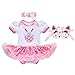OBEEII Bébé Fille Première Pâques 3PCS Ensemble Romper Tutu Robe + Bandeau +Chaussures Oeufs Lapin de Pâques Costume Carnaval Déguisement pour Nouveau-né Enfants 6-12 Mois