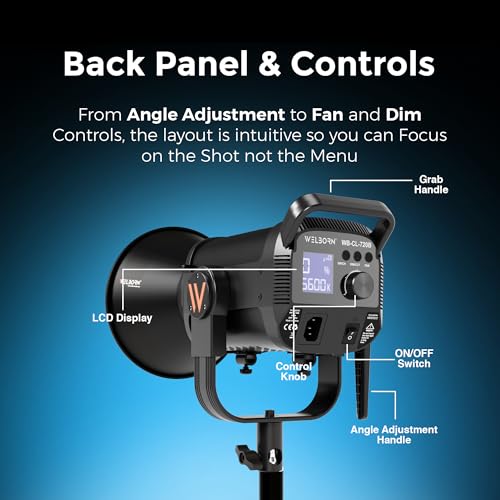 Image of Welborn VL-720B LED COB Light with App Control 18CM Reflector 720W - 3200K-5600K Adjustable Color Temperature, AC Powered, Ideal for Photography & Video Shooting (720B)
