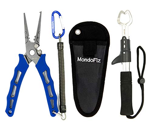 MondoFiz Fishing Pliers - Stainless Steel Hook Remover - Tool for Tying Knots,Saltwater