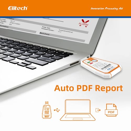 Image of Elitech USB PDF Data Logger Recorder Single-use Disposable, up to 120 Days Transportation, Temperature Monitoring Report -22~158℉ RC-17