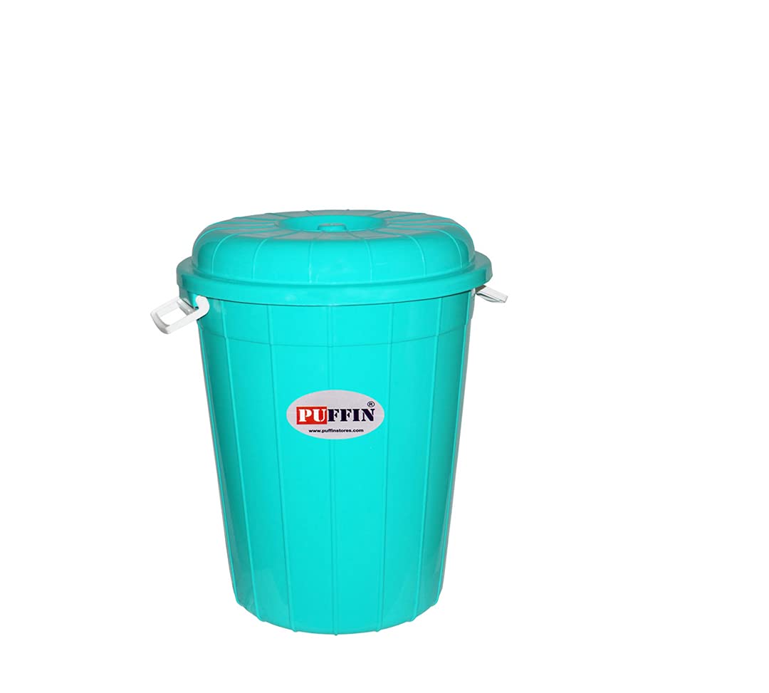 PUFFIN Multipurpose Manual-Lift Plastic Storage Drum 60LTR (Green) 1pcs