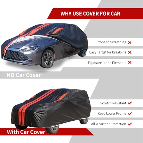 Image of Car Covers for Automobiles, 6 Layers Car Cover Waterproof All Weather, Outdoor Car Cover Sun UV Rain Snow Wind Protection, Full Exterior Cover Fit for 189 inch(189 * 73 * 65 inch) SUV