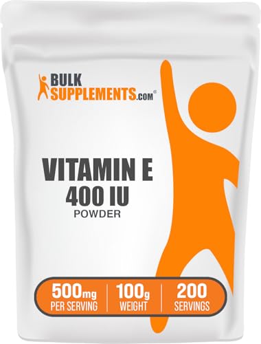 BulkSupplements.com Vitamin E 400 IU Powder - as D-Alpha Tocopherol Nutritional Supplements - Gluten Free 500mg per Serving 100g (3.5 oz) (Pack of 1)