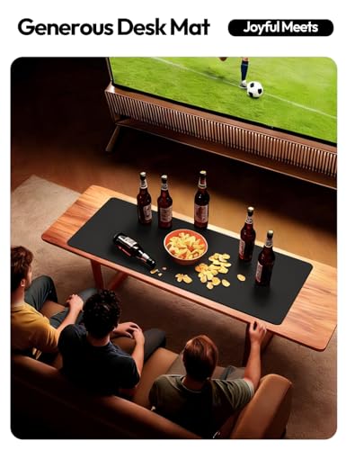 Image of YSAGi Leather Desk Mat, Large Mouse Mat, 100 x 50 cm, Black | Non-Slip Desk Pad, Keyboard Mat, Waterproof Table Protector Desk Accessories for Office & Home