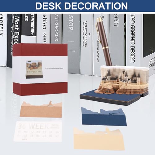 Calendrier 2026 bloc-notes 3D château sculpté pour décoration de bureau - 7