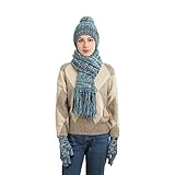 Hilo grueso y cálido: el peso total del juego de 3 sombreros de invierno es de hasta 435 g. El gorro y los guantes de punto con pantalla táctil están forrados con forro polar. Ideal para uso en tiempo frío.