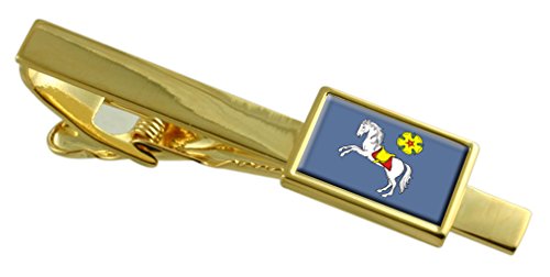 Clip de corbata dorado de Ostrava con grabado exclusivo para trajes de gala